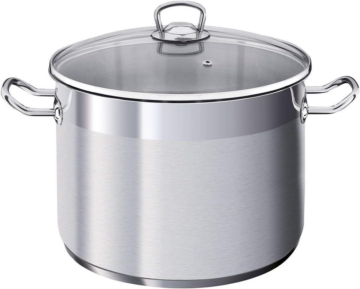 Kookpan Vitalo Grote pan Grote porties koken Extra dikke bodem 32 cm 20 liter Zilver