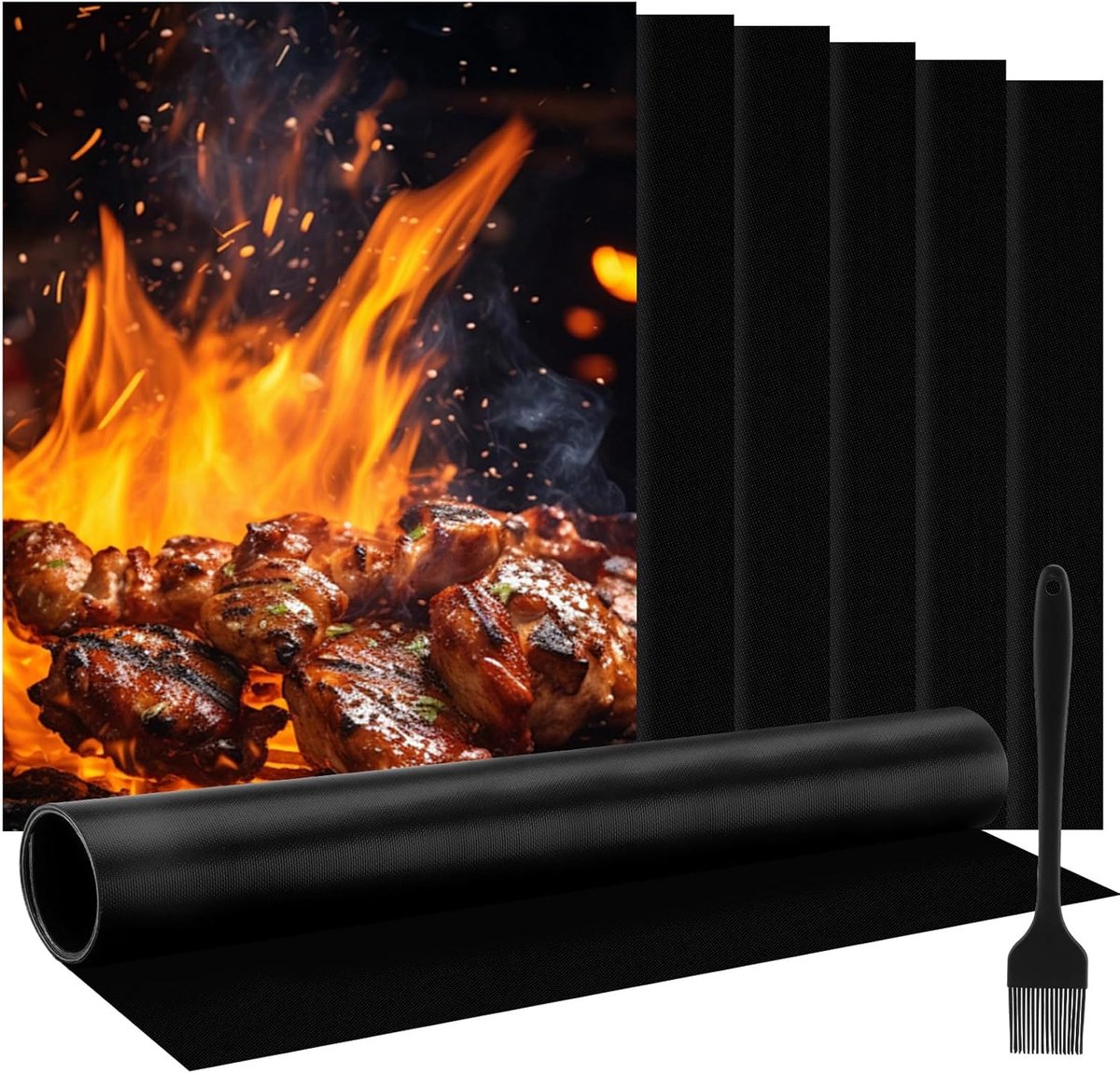 BBQ Grill Mat - Grill Plaat - Lekker Grillen - Herbruikbaar en Snijdbaar - 40 x 33 cm - Zwart