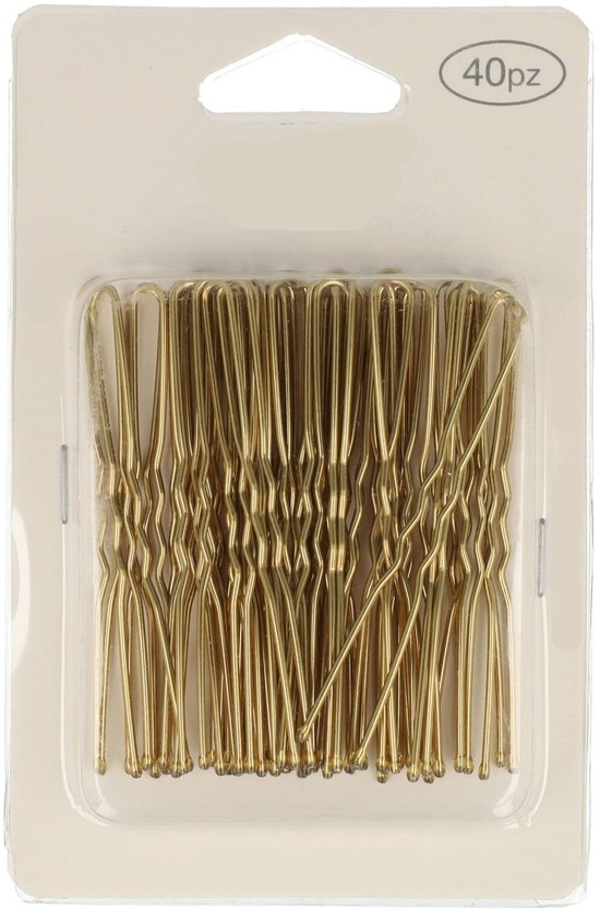 Emballage de 40 épingles à cheveux dorées.