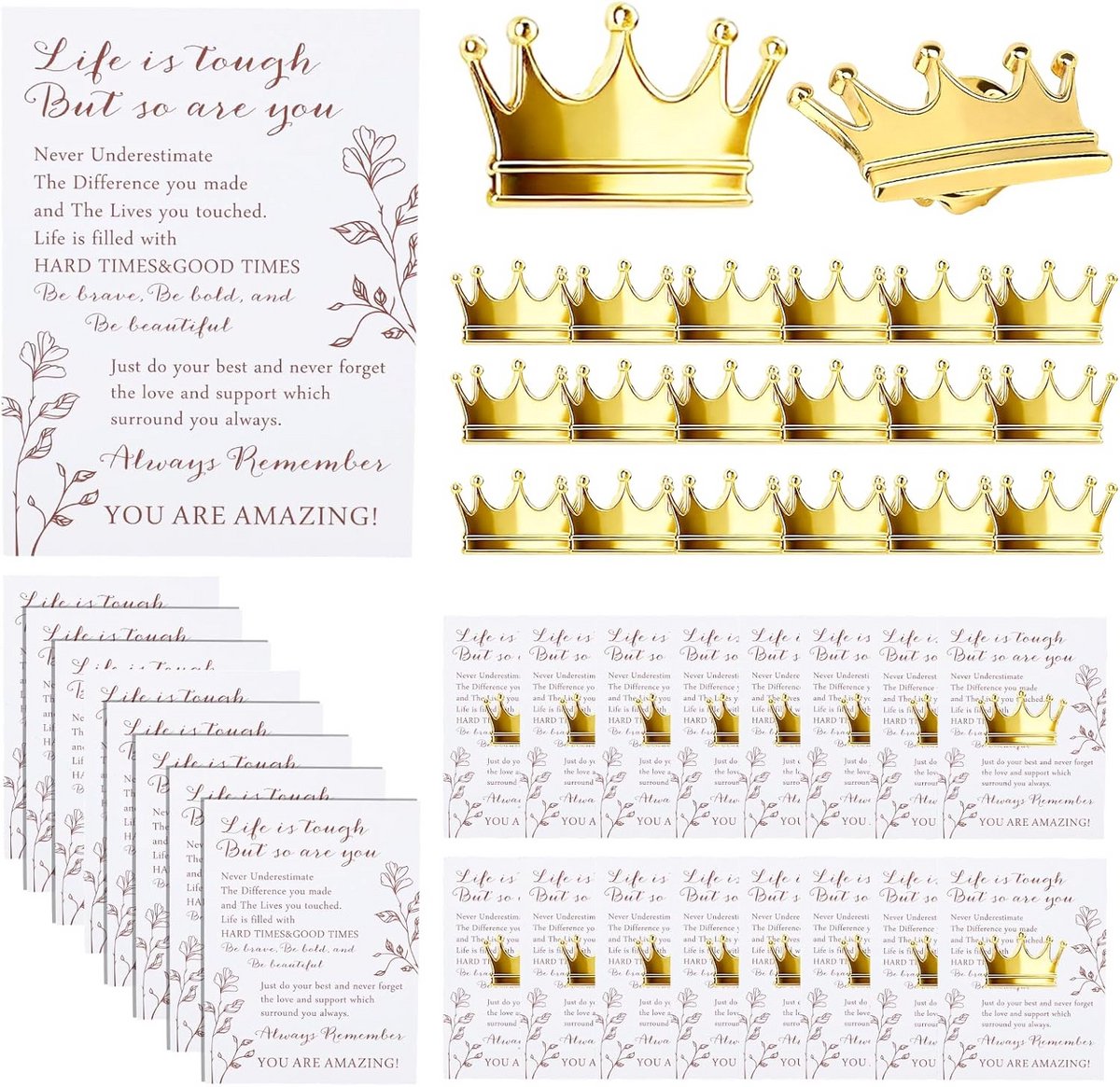 Kroonspeld Cadeauset - Motiverende Geschenken - Cadeau Geven - Met Motiverende Kaarten - 25 Stuks - Goud