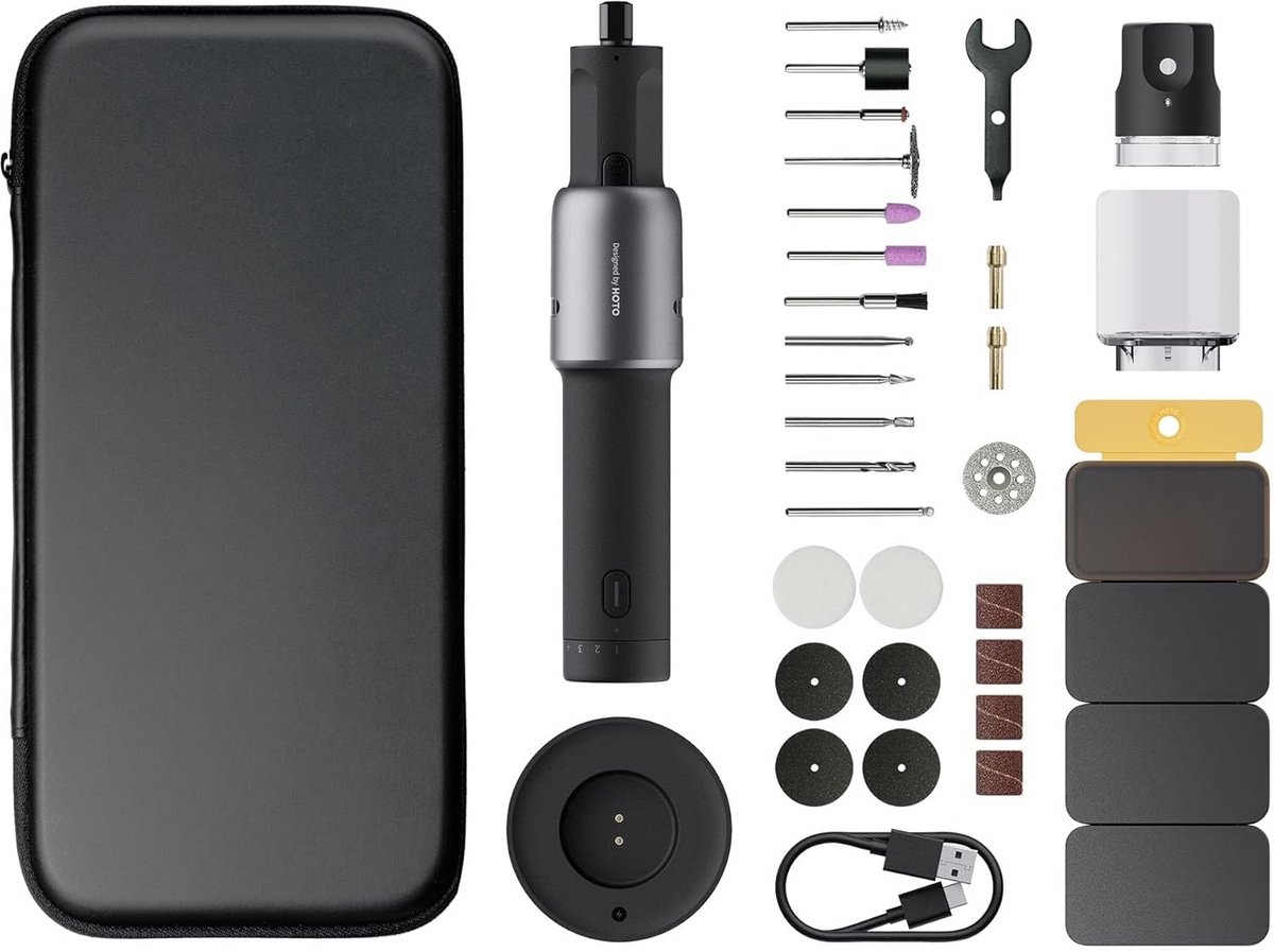 Draaibaar Gereedschap Set - Multifunctioneel Tool - Klusjes & Hobby - 35 Delige Accessoires - 5 Snelheden - Zwart