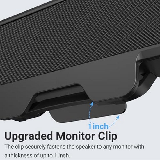 Computerluidsprekers - Soundbar PC - Muziek Luisteren - Verbeterde monitorclip - 20 cm breed - Zwart — afbeelding 4
