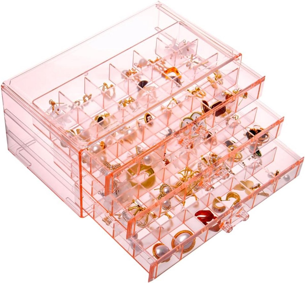 Oorbellen Opberger - Sieraden Doos - Sieraden Organiseren - 3 Lades Met 72 Vakjes
