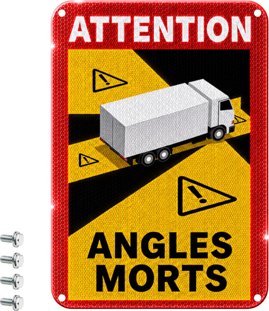 AutoXtreme Angles Morts Vrachtwagen Markering Aluminium – 17x25cm – Retroreflecterend – Conform Frans Art. R.313-32-1 – TÜV SÜD & E8