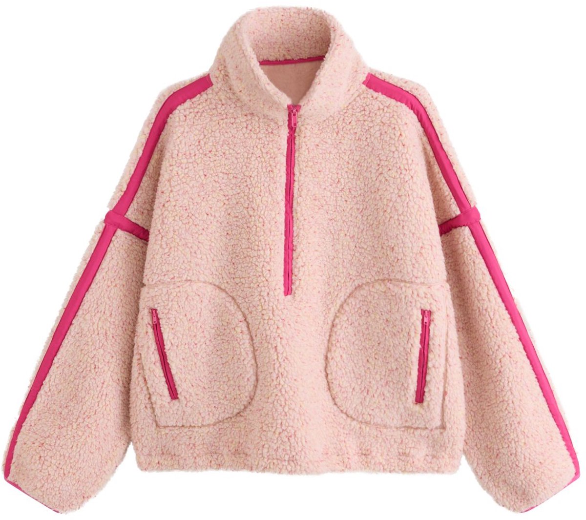 Next - Dames - Borgjack met rits en contrastrand - Roze
