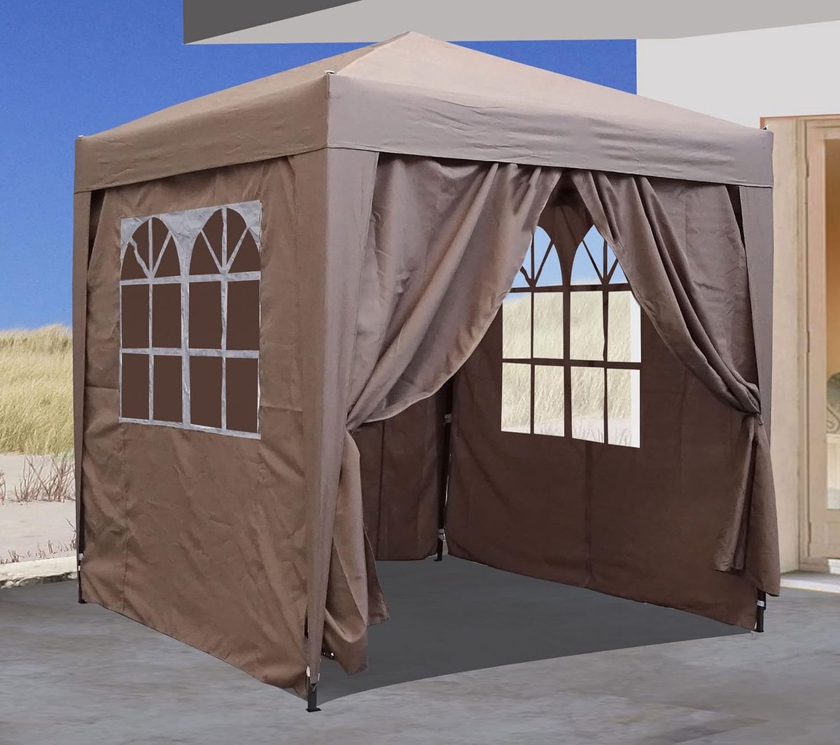 Pop-up paviljoen - Feesttent Tuin - Feestelijke Gelegenheid - Met 4 Zijwanden - 2 x 2 meter - Beige