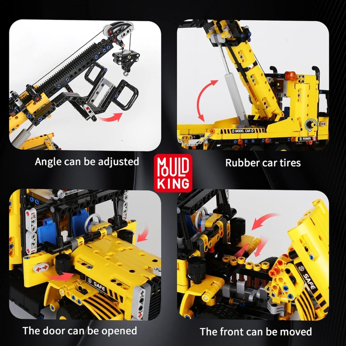 Mould king 17011 Technisch sleepwagen bouwset | Hijskraan auto modelbouw | Educatief constructie speelgoed bouwpakketten voor kinderen & volwassenen | Geschikt voor Lego technic | Bouwdoos met 1277 bouwstenen — afbeelding 10