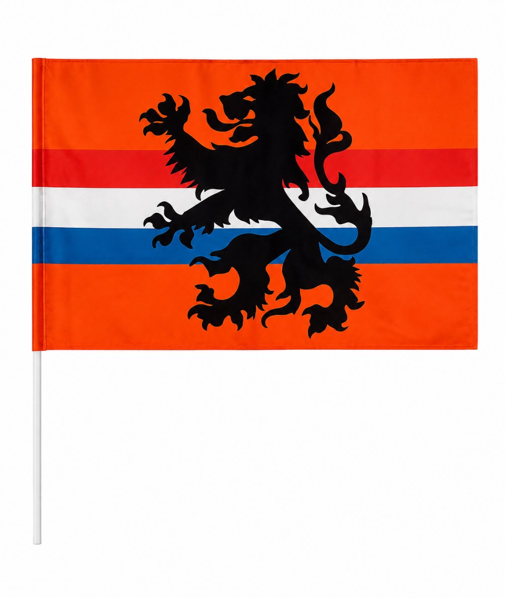 Zwaaivlag oranje R/W/B + Leeuw 40 x 60 cm