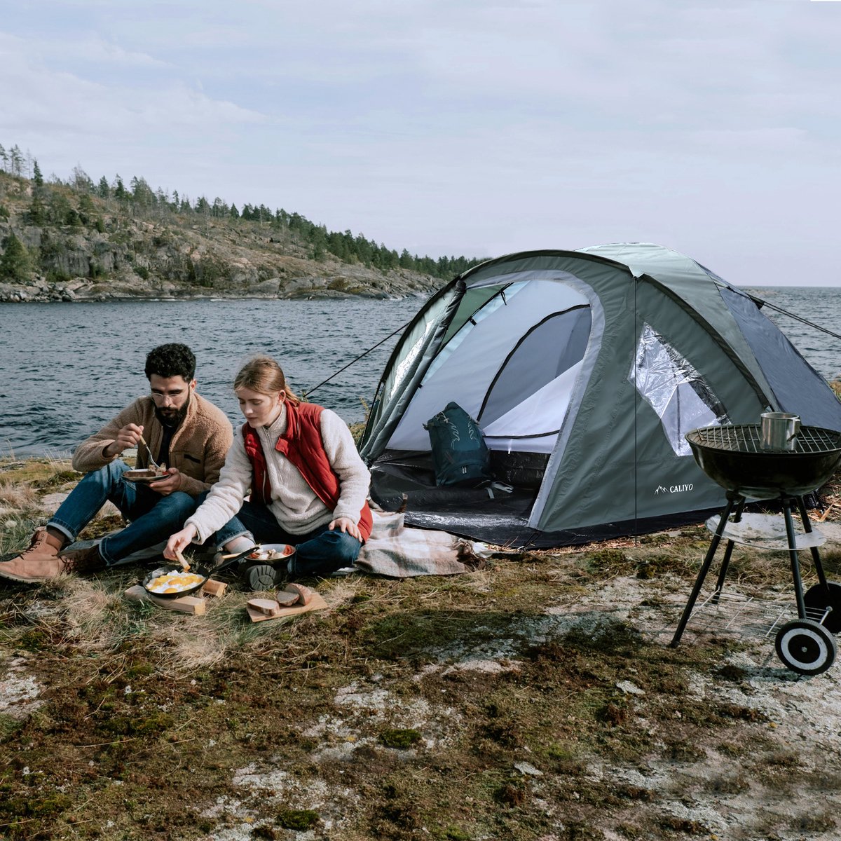 CALIYO camping tent - 3-4 Person - 310x240x130cm - Waterdicht 3000 mm - Koepeltent met verduistering - snel opzetten - voor Outdoor Kampeer – foto 6