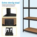 Detail van gegalvaniseerd stalen frame met verstevigde dwarsbalken voor extra stevigheid.