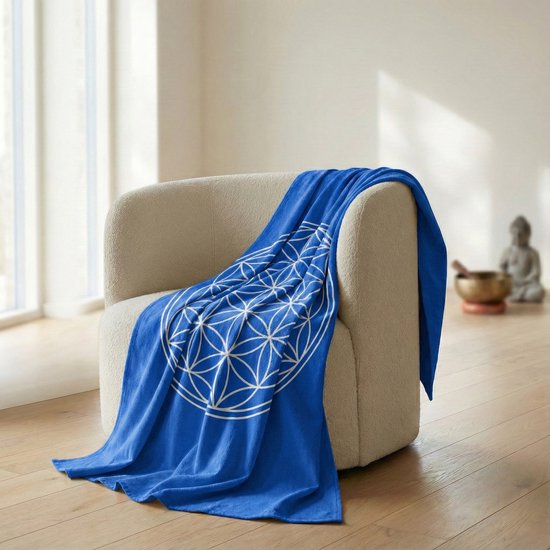 Baumwolldecke - Blume des Lebens - blau van Ayurvinda — afbeelding 3