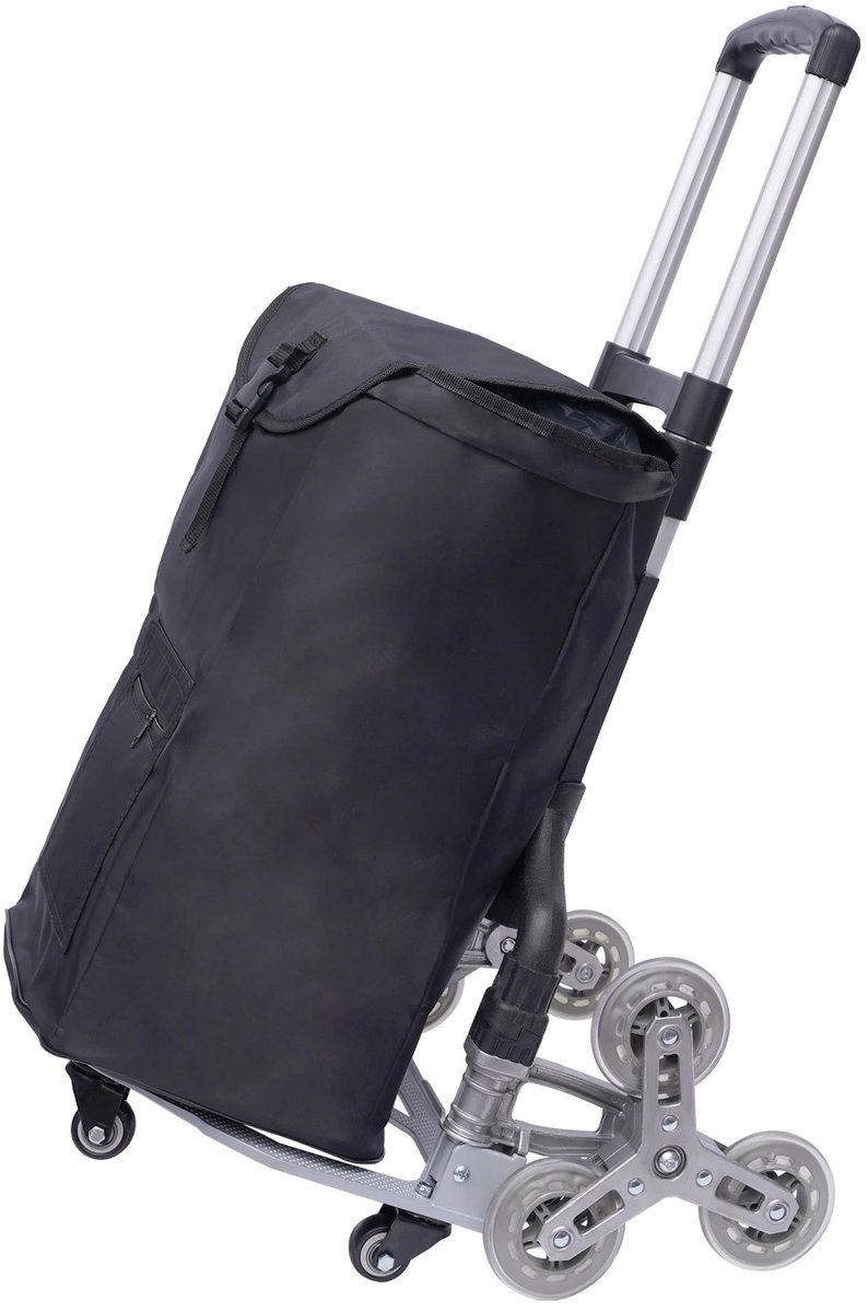 Sello! boodschappentrolley– trap klimmen – opvouwbaar – aluminium constructie – waterdicht – verstelbare handgreep – zwart