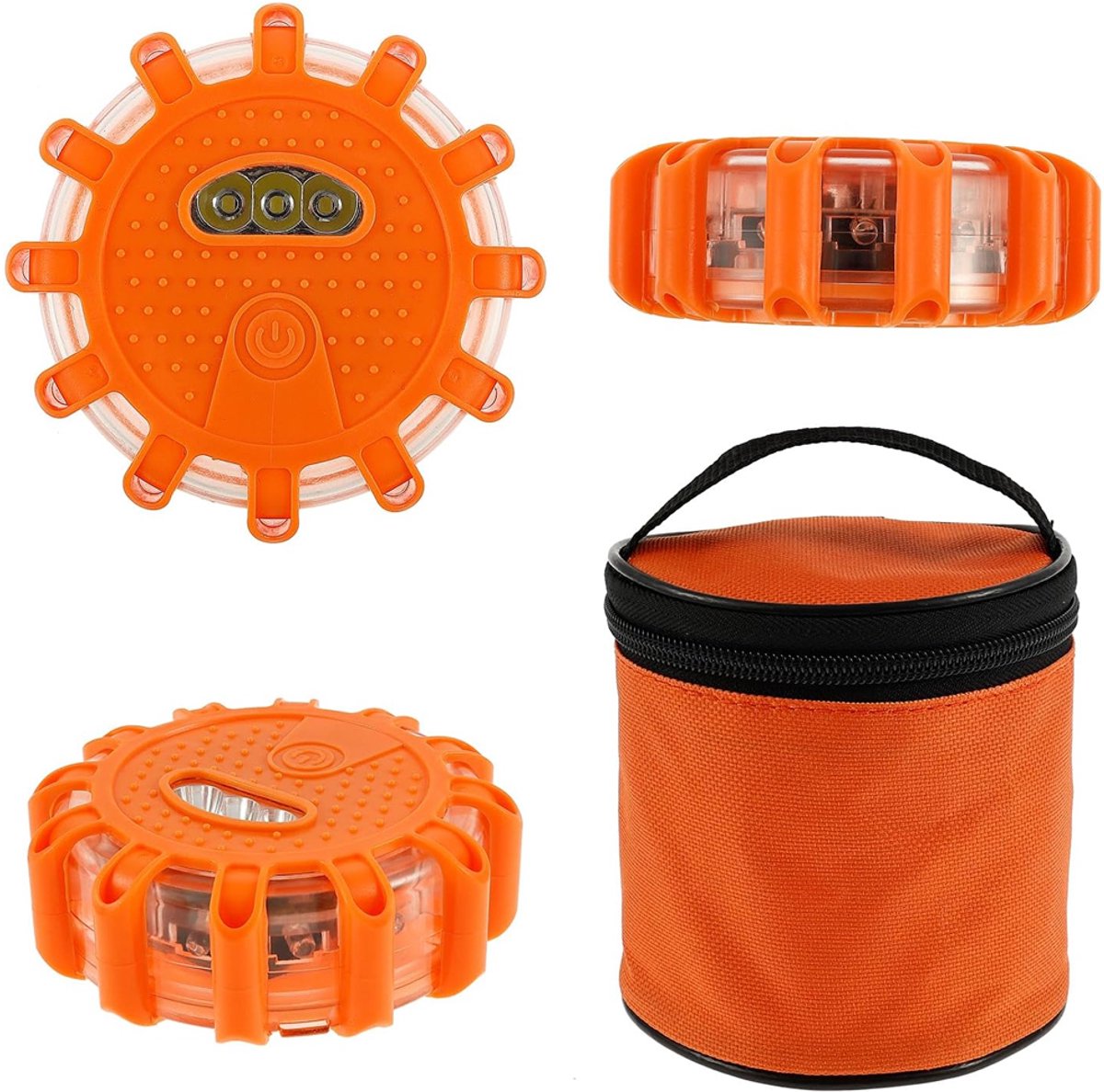 OUYLAF 3 Stuks Zwaailicht oranje - zwaailicht - Waarschuwingslicht - Noodverlichting - nood verlichting - 9 modi - Waterdichte IP44 -voor auto's, vrachtwagens, campers, motorfietsen en schepen - Magnetische voet en haak
