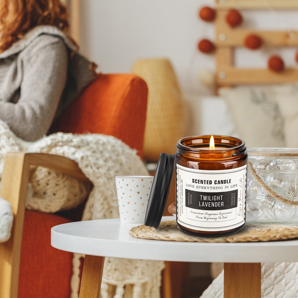 Geurkaarsen Set van 2 – 2 x 200g Sojawas Geurkaarsen in Glas met Lange Brandduur en Luxe Cadeauverpakking – Lavendel & Sandelhout-Roos — cadeau in Wonen & Interieur - foto 3