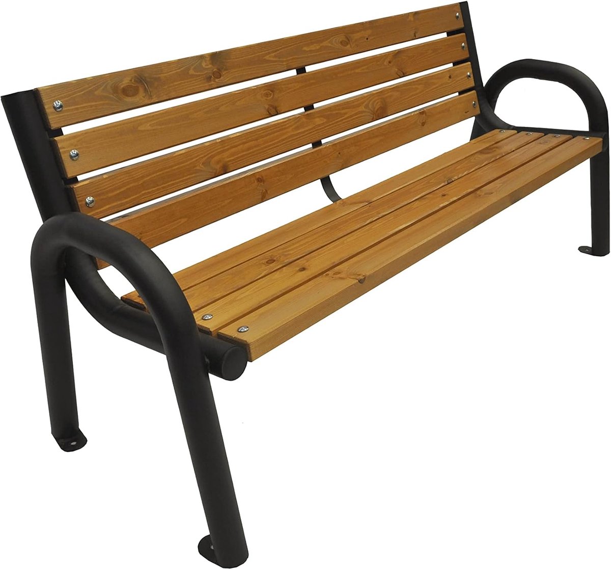 ScandiOak Urban Design Parkbank 125 cm – Massief Houten Tuinbank met Stalen Frame 80 x 40 x 30 cm – Weerbestendige Scandinavische Buitenbank voor Tuin, Terras en Openbare Ruimtes – Eikenhout