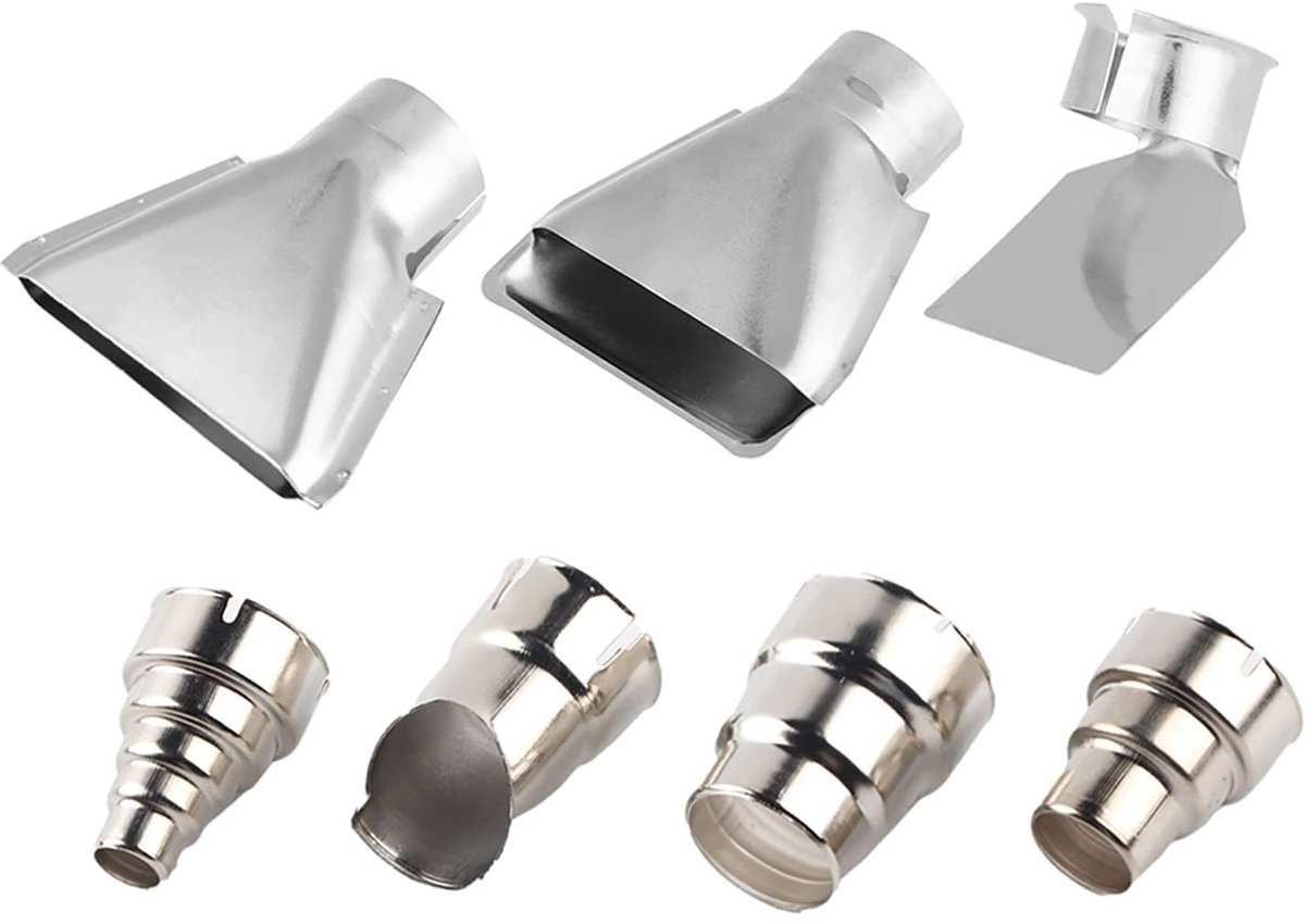 Dailygoods- Heißluftpistole Düse Set - 7 Stuks - Roestvrij Staal - Voor 1500-2000W - Corrosiebestendig - Verschillende Vormen - Sproeier
