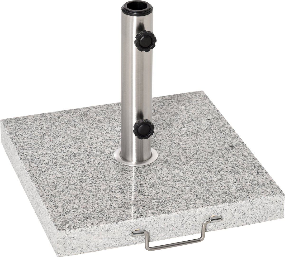Verrijdbare parasolvoet van 28 kg (marmer & roestvrij staal, 42x42x36 cm) – stabiele voet voor tuin- en terrasparasols