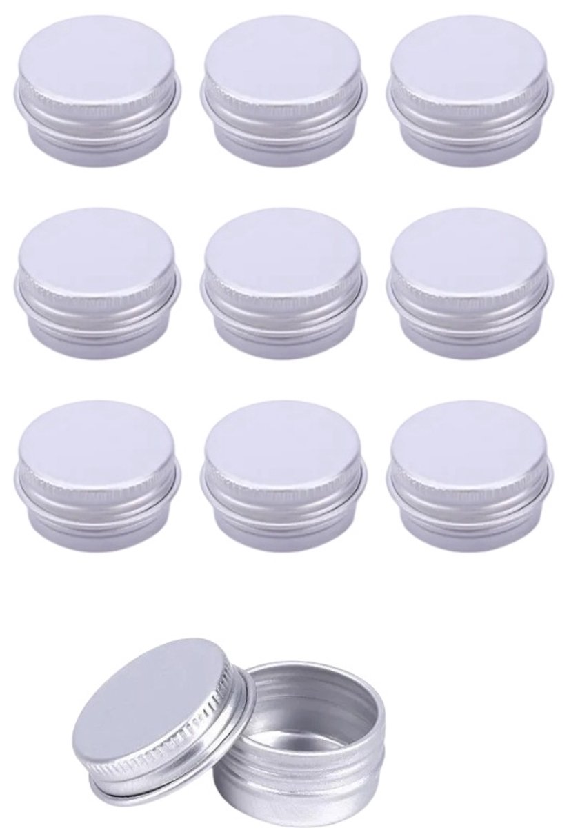 Blikjes 5ml Leeg 10 stuks met Schroefdeksel - Lege Mini Blikjes Zilver - Kleine Blikjes
