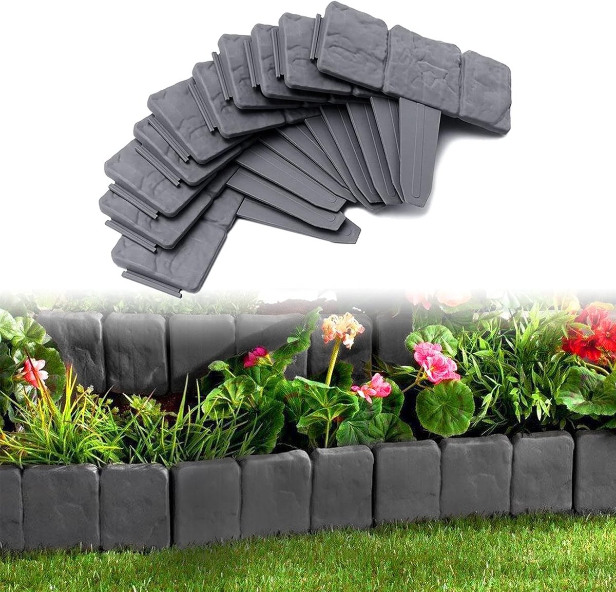 Borderrand - 25 x 23 cm - Flexibel - 40 Stuks - Kantopsluiting - Tuinafboording