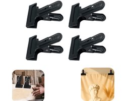 4 stuks rek - veerclips - fixeerklem - wasknijper - doekfixeerklem - tentfixeerklem - metalen klem - antislip - winddicht - waterdicht - opbergaccessoires - geschikt voor kleding, doeken, tentdoeken (zwart, 11*8cm)