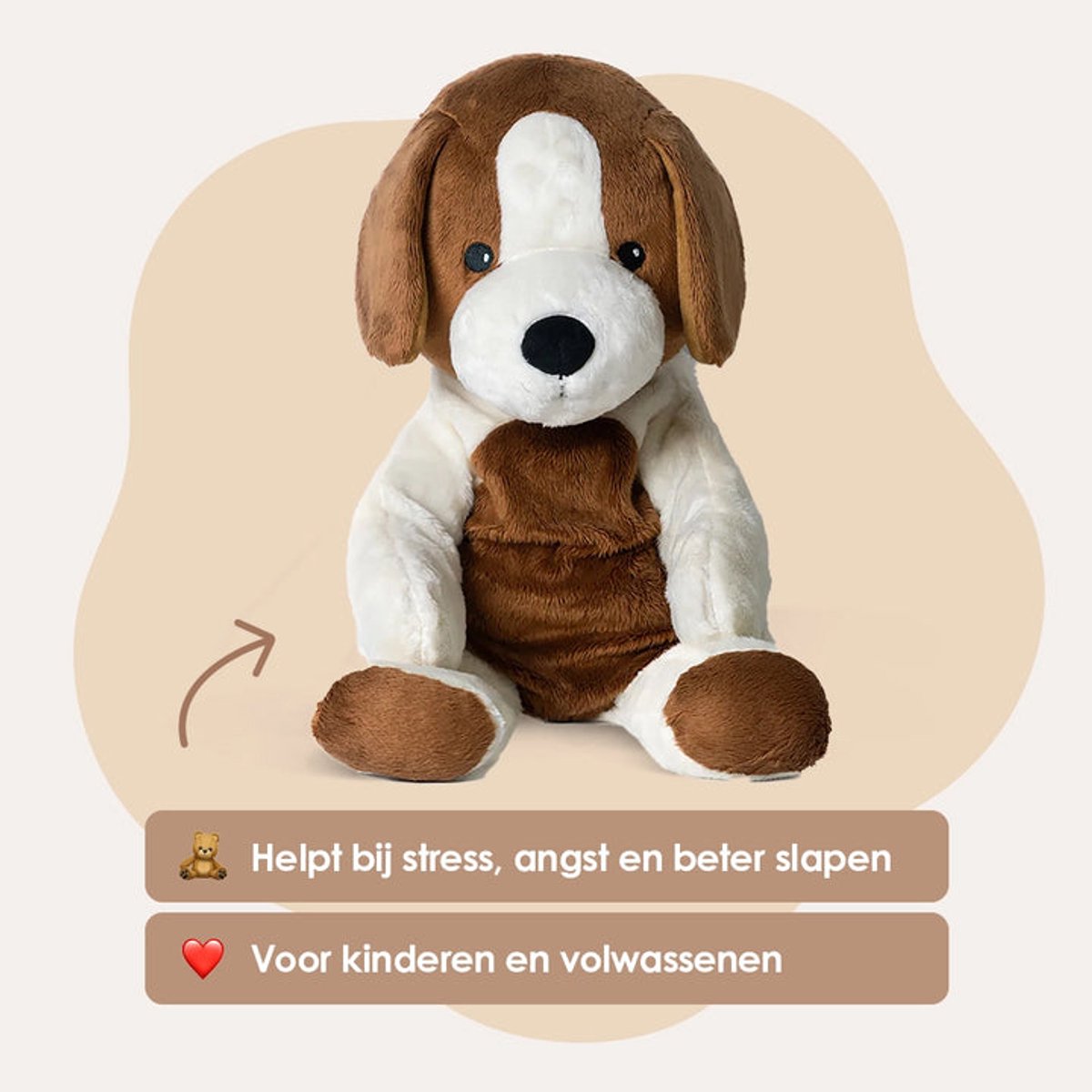 Lotgenootje Verzwaringsknuffel Hond - 45cm/2kg - Verzwaarde Knuffel - Weighted Stuffed Animal - Sensorisch Speelgoed - Zware Knuffel Anxiety - Plushie — afbeelding 9