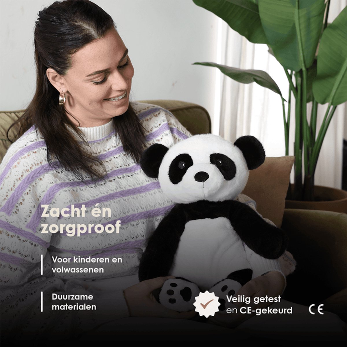 Lotgenootje Verzwaringsknuffel Panda - 45cm/2kg - Verzwaarde Knuffel - Weighted Stuffed Animal - Sensorisch Speelgoed - Zware Knuffel Anxiety - Plushie — afbeelding 4