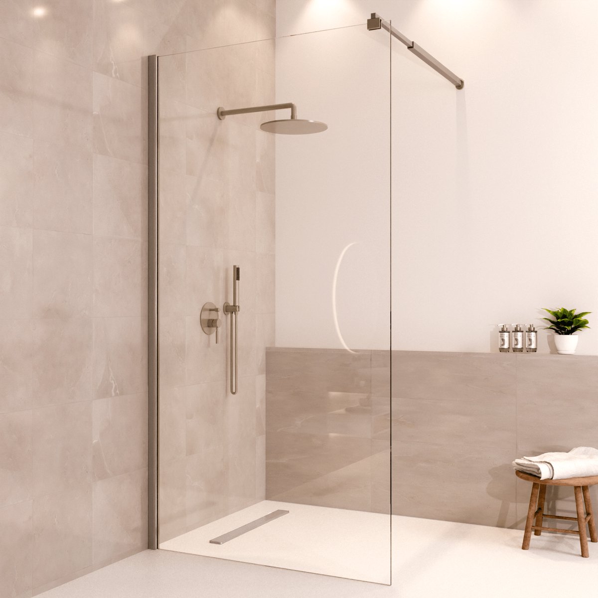 Lomazoo Douchewand Lima - 100x200Cm - Inloopdouche Chroom - 8 Mm Helder Glas - Nano Coating Anti Kalk