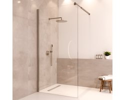 Lomazoo Douchewand Lima - 100x200Cm - Inloopdouche Chroom - 8 Mm Helder Glas - Nano Coating Anti Kalk