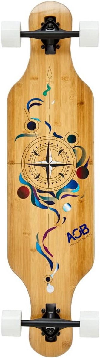 Longboard Drop Through Freeride Board Cruisen en Carven Medium Flex Esdoorn 99 cm Patroon