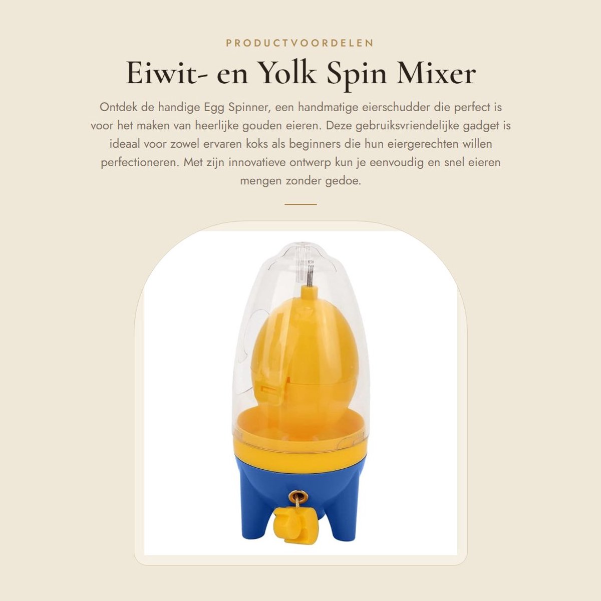 Dailygoods - Eiwit- en Yolk Spin Mixer - Handmatige Egg Scrambler - Draagbare Eierschudder - Blauw - Eieren Maken - Eenvoudig in Gebruik - Voor Koken