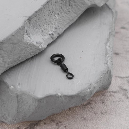 Hengelsport - Karper - 50 Stuks - Micro Ring Swivel - Reservoir Vissen - Accessoire - Geschikt voor Alle Hengels - Zwart — afbeelding 5