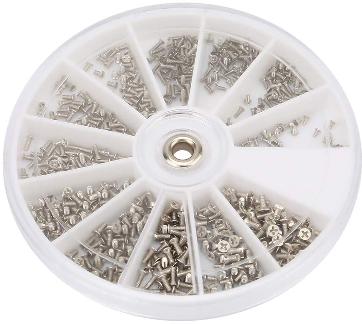 Dailygoods- Schroeven 600 stuks - Roestvrij Stalen Schroeven - Kruis Platte Kop - Compacte Doos - Hoogwaardig Materiaal - Voor Bril Reparatie - Brilschroeven