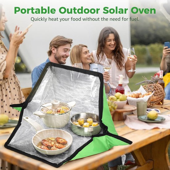 Opvouwbare Zonne Kookplaat - Outdoor Verwarming - Kamperen en Wandelen - Verwarming op Zonne-energie - Compact Opvouwbaar - Groen Zilver — afbeelding 3
