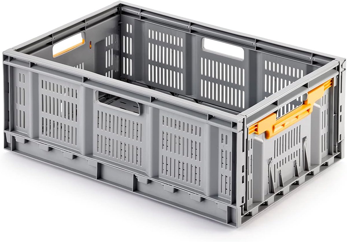 Opvouwbare Doos - Vouwkrat Opbergbox - Huis Organiseren - Stevig Polyethyleen - 40x60x23 cm - Grijs