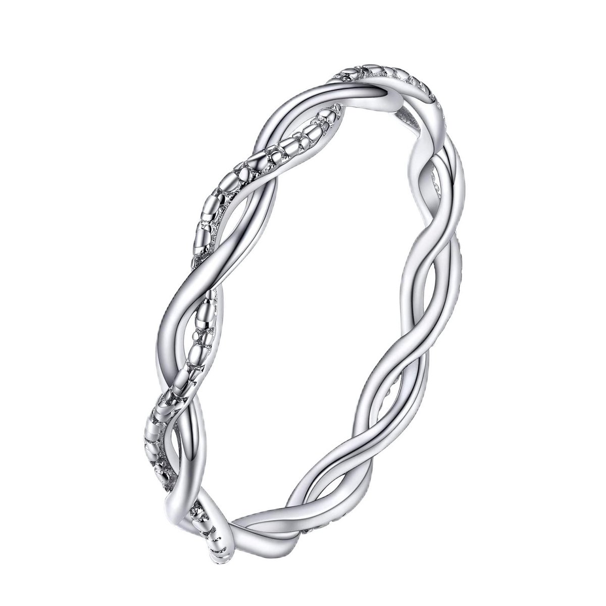 Dailygoods- Wensring Massief Zilveren - Hypoallergeen - S925 Stempel - Damesbandring - Eternity Ring - Cadeaupakket met Zilverpoetsdoek