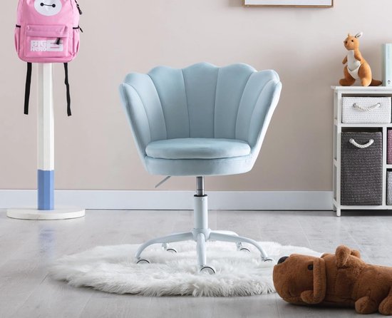 Kinder Bureaustoel - Studie Stoel - Comfortabel Leren - Fluwelen Zitting - 56 x 56 x 78 cm - Blauw van Kinder — afbeelding 4
