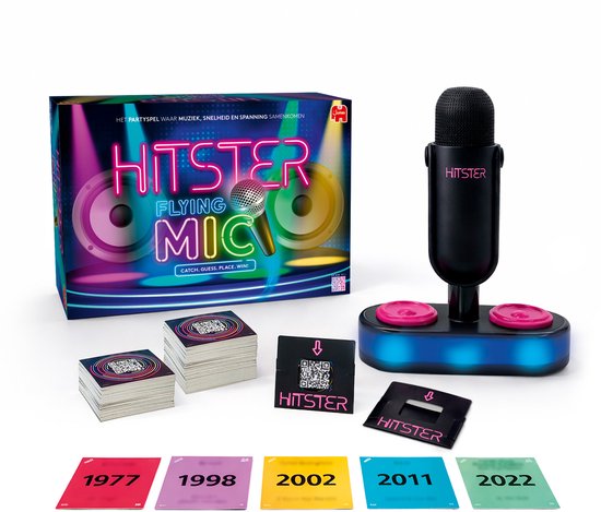 Hitster - Flying Mic - Nederlandstalig Partyspel - Actiespel - Muziekspel