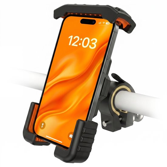 R2B Robuuste Telefoonhouder Fiets, Motor en Scooter - Safety Lock - Gsm Houder Fiets - Fietshouder - Fiets Telefoonhouder - Smartphone Houder Fiets - Accessoires - Phone Holder Bike
