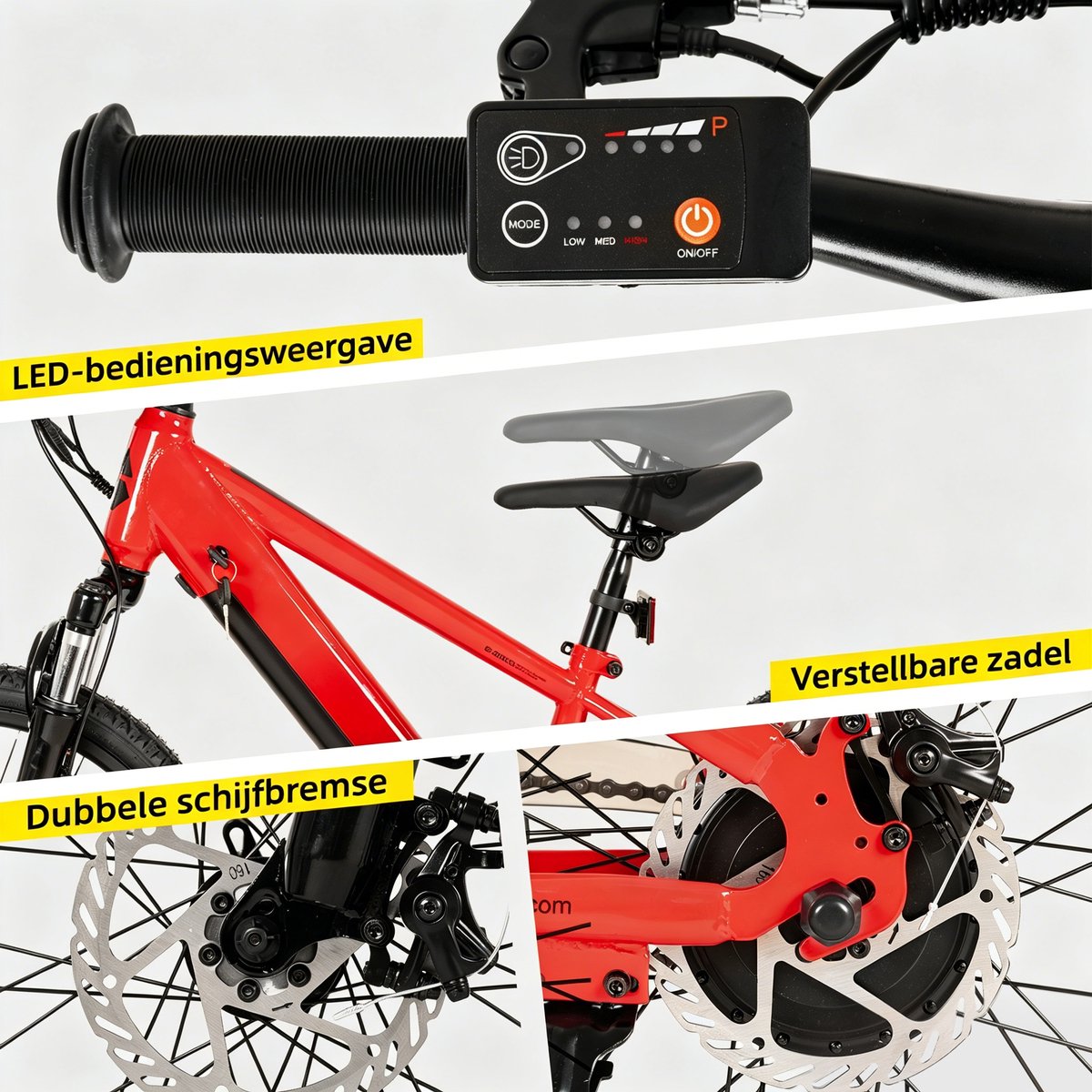 JOYSTAR 20 Inch Elektrische Kinder Mountainbike - 250W E-Bike voor Kinderen (7+ Jaar) - 25 km Actieradius - Met Verwijderbare Accu & Schijfremmen – Spaakwiel - Rood thumbnail 4