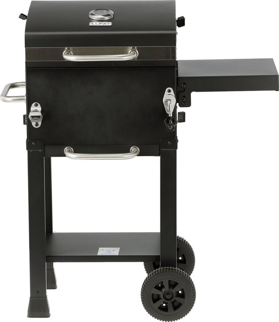 Charcoal Grill Deluxe Houtskoolbarbecue met Deksel - 39,5 x 29,5 cm - Verstelbaar Grillrooster - Ingebouwde Thermometer, Warmhoudrek & Wielen - Zwart — afbeelding 2