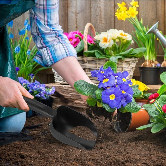 Garden Shovel, Hand Trowel Spade, Heavy-Duty Rust-Resistant, Ergonomic Grip, Stainless Steel for Planting, Digging, Transplanting, Soil Loosening, 28x7x9cm Black van Garden — afbeelding 5