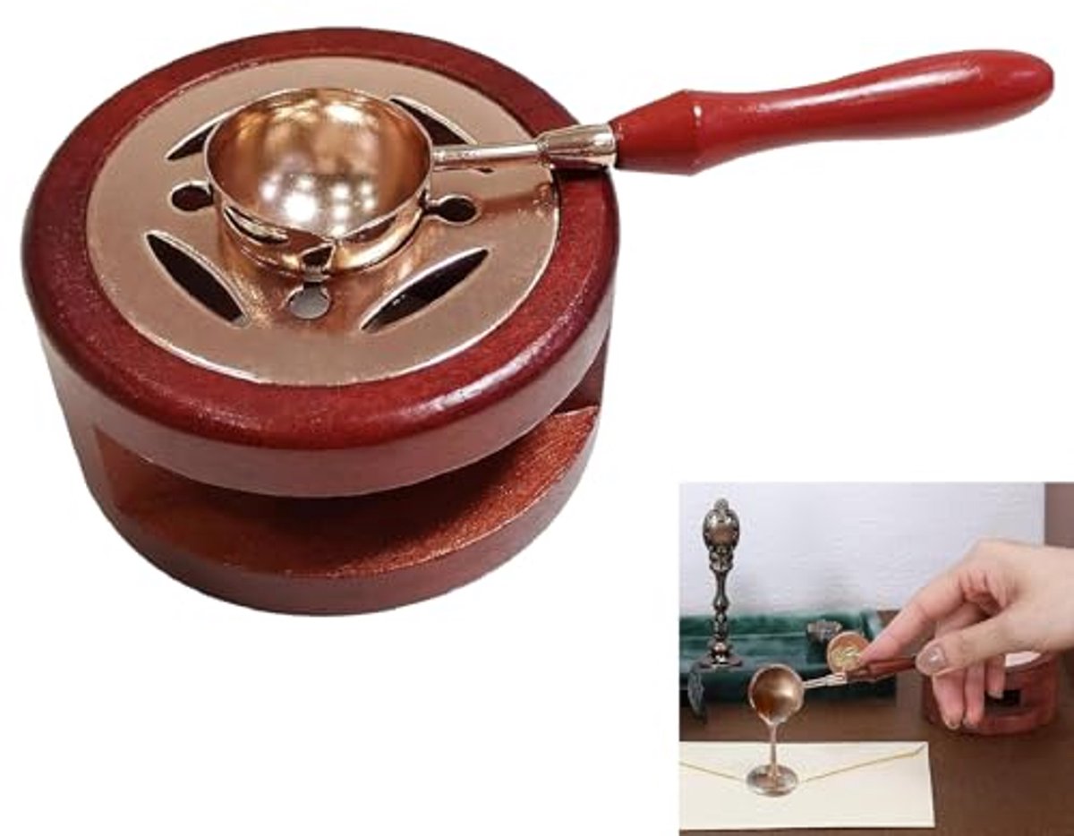 Wax Verwarmer Kit - Wasoven Gereedschap - Kaarten Decoreren - Snel Smeltend - Klein Formaat - Houtkleurig