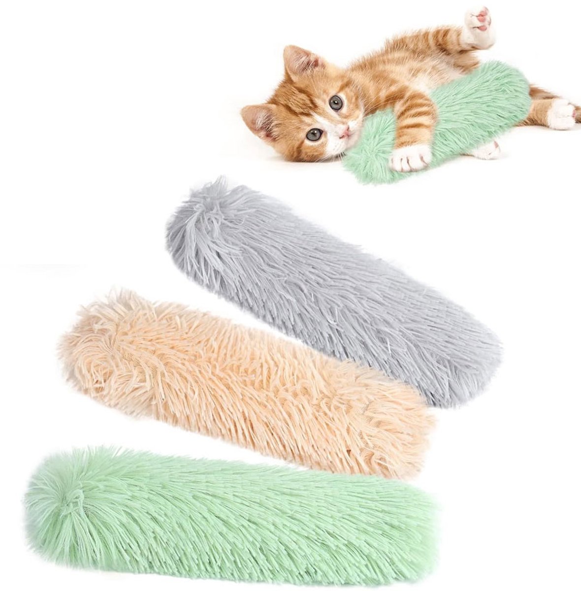 Kattenkussens, 3 stuks, zacht en duurzaam, knisperend geluid met kattenkruid erin, interactief binnenspeelgoed voor kittens, stimuleert de beweging van je kat