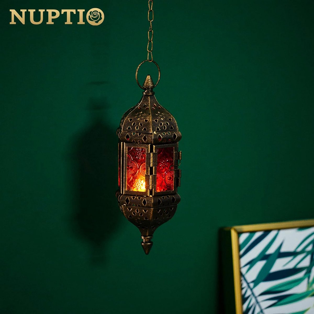Decoratieve Lantaarn - Hangende Kaarsenhouder - Sfeervolle Verlichting - Vintage Marokkaans Design - 24 cm Hoog - Brons — cadeau in Wonen & Interieur - foto 4