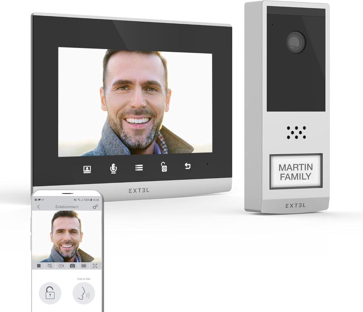 Videofoon Set - Draadloze Intercom - Bezoekers Ontvangen - 350 Meter Bereik - 7 Inch Scherm - Zwart