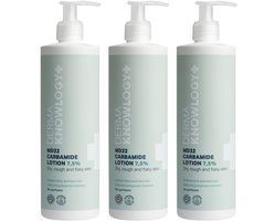DermaKnowlogy+ - MD22 Carbamide Lotion 7,5% 3 x 400 ml - voor Droge Ruwe en Schilferige Huid - met Ureum Shea Butter en Niacinamide - Parfumvrij