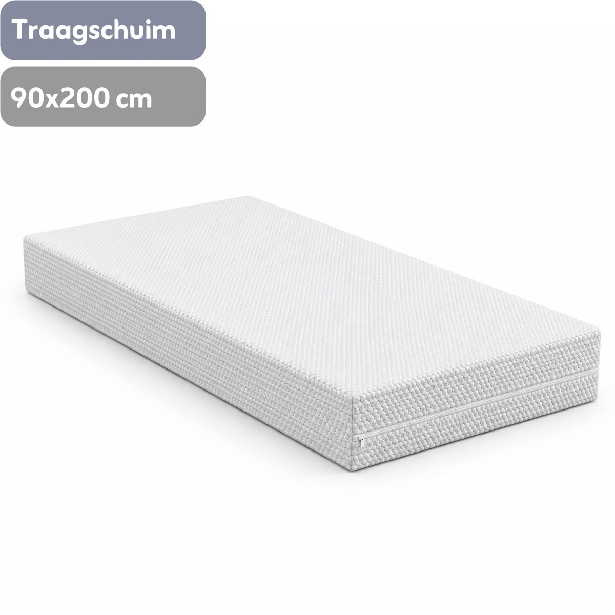 AirSleeperz® traagschuim memory foam matras 90x200 cm - 1 persoons - Dubbelzijdig: hard & zachte kant - Uitwasbare tijk