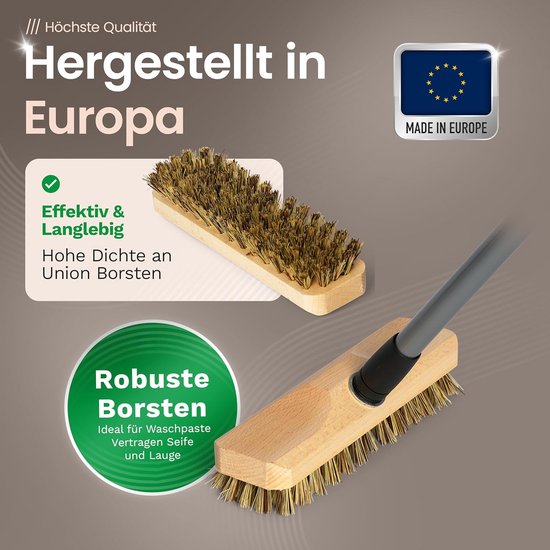 Houten Schrobber - Vloerborstel - Grondig Reinigen - Inclusief Telescoopsteel - 130 cm - Houtkleur van Houten — afbeelding 4