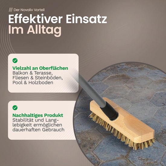 Houten Schrobber - Vloerborstel - Grondig Reinigen - Inclusief Telescoopsteel - 130 cm - Houtkleur van Houten — afbeelding 5