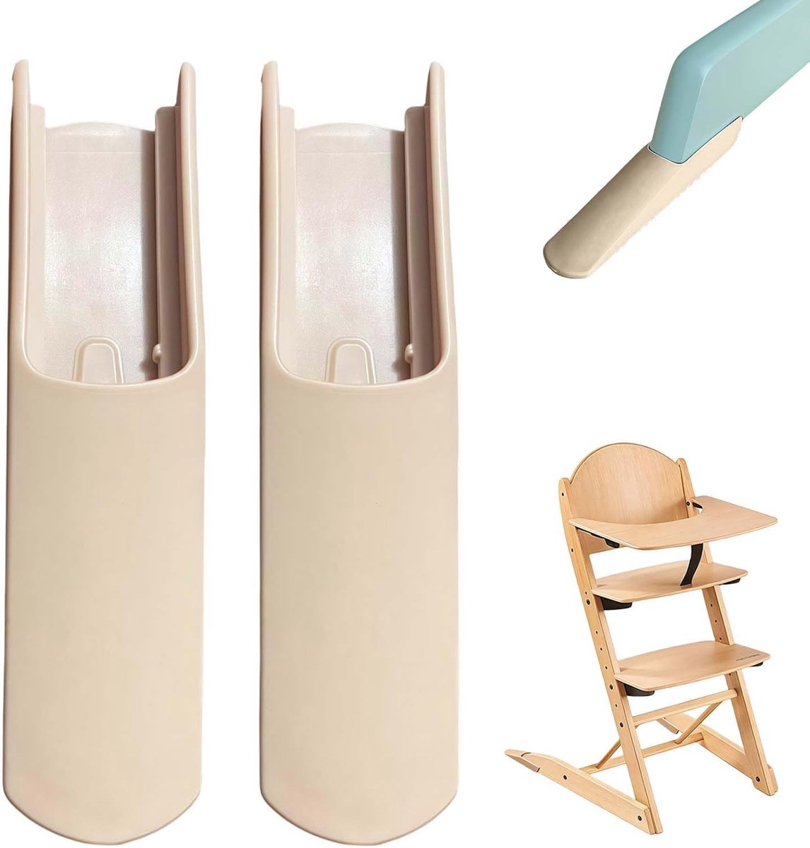 Kinderstoel Kantelbeveiliging - Veiligheidsvoetjes Stoel - Veilig Zitten - Vergroot Steunvlak - 2 Stuks - Houtkleur
